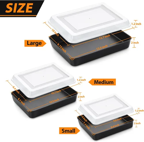 Miniatura 2 de E-far Juego de 3 moldes para hornear con tapas, antiadherentes para horno, lasaña y brownie, 12.5/10.5/9.4 pulgadas, juego de utensilios