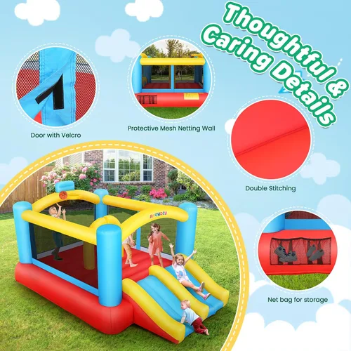Miniatura 4 de WHUBEFY Casa de rebote, casa inflable para niños con ventilador incluido, casa de juegos para interiores y exteriores, casa inflable para patio