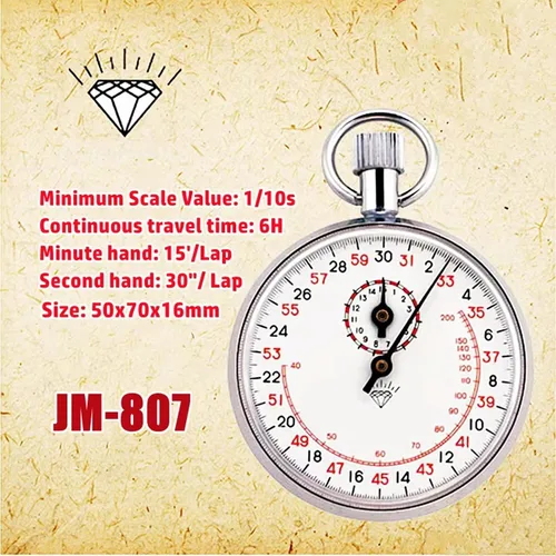 Miniatura 6 de Cronómetro mecánico de mano para carreras de pista con diales de 30/60 segundos y función de pausa, cronógrafo de resorte de acero inoxidable 317.3