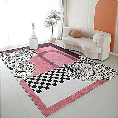 Miniatura 30 de Alfombra de área con estampado de leopardo, 3 x 5 pies, alfombra con estampado de guepardo africano majestuoso y vida silvestre, alfombra de pelo 15
