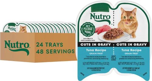 Miniatura 12 de Nutro Perfect Portions - Paquete múltiple de cortes de comida húmeda para gatos en salsa, recetas de carne de res húmeda, atún y pollo, bandejas