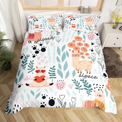 Miniatura 12 de Erosebridal Juego de ropa de cama individual de animales de la selva para niñas y niños, funda de edredón de elefante oso, tigre, león, safari