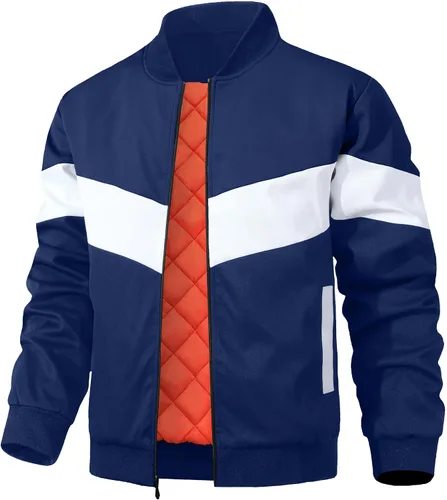 Miniatura 11 de HYPESTFIT Chaqueta bomber para hombre, casual, resistente al viento, para otoño e invierno, abrigos, acolchados, con aislamiento
