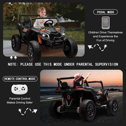 Miniatura 6 de MOLACHI juguetes de paseo de 24 V para niños grandes, UTV eléctrico para niños de 4 ruedas con ruedas EVA, vehículos de control remoto para niños