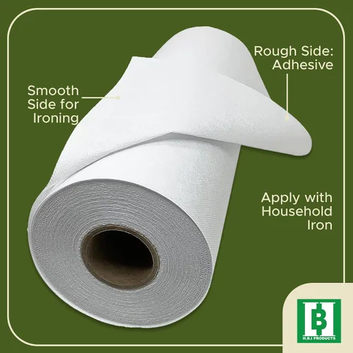 Miniatura 7 de Entretela fusible de peso medio blanca no tejida - Plancha sobre interfaz de 12" x 25 yardas para manualidades, acolchado, costura, solapas
