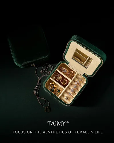 Miniatura 5 de TAIMY Joyero de viaje de terciopelo de felpa, pequeño estuche de joyería de viaje, mini cajas organizadoras de viaje portátiles para anillos