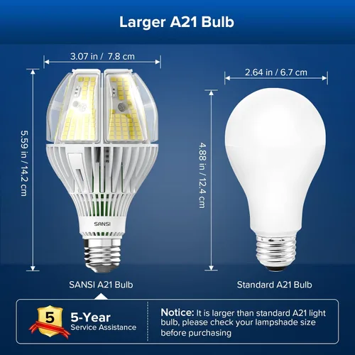 Miniatura 2 de SANSI Bombilla LED A21 de 10,000 lúmenes, bombilla súper brillante de 650 W equiv. E26 con amplio ángulo de haz de 270°, bombilla de 5000 K luz