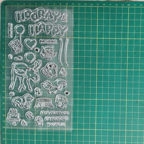 Miniatura 7 de Hooray Happy BIRTHAY - Juego de sellos y troqueles para hacer tarjetas, sellos transparentes y troqueles de corte de metal para álbumes de recortes