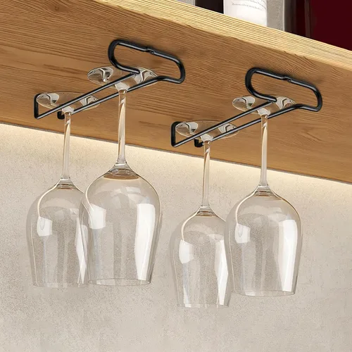 Miniatura 8 de GeLive Juego de 4 soportes para copas de gabinete de 10 pulgadas bajo estante, soporte colgante para copas de vino, organizador de almacenamiento