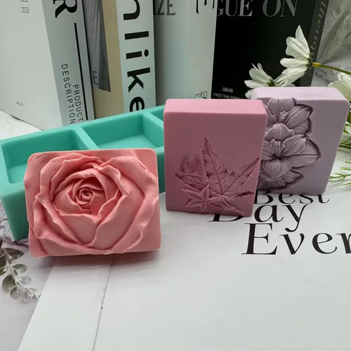Miniatura 5 de Molde de jabón de flores de 3 cavidades, molde de silicona para hacer jabón natural, molde de cera para velas decoradas, moldes de resina para Molde