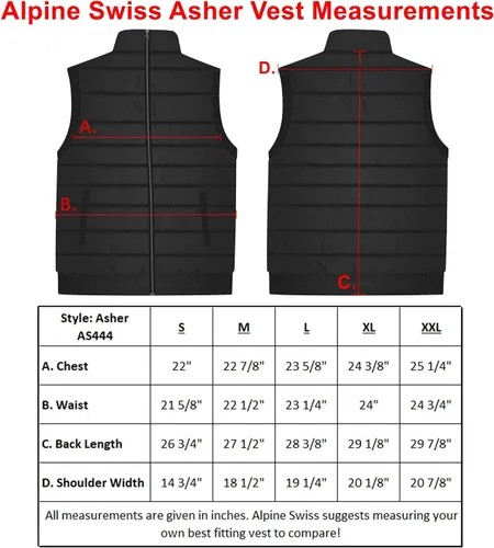 Miniatura 2 de Alpine Swiss Asher - Chaleco alternativo ligero para hombre
