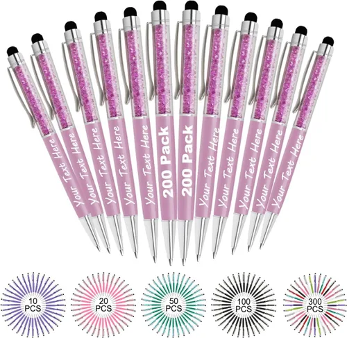 Miniatura 78 de Bolígrafos personalizados con nombre y texto, bolígrafos de diamantes de cristal personalizados a granel, 10 bolígrafos, regalos para mujeres