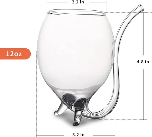 Miniatura 6 de Vampire - Juego de 2 copas de cóctel de 12 onzas con tubo para beber, pajita, tazas creativas de vidrio para vino, jugo de champán, hogar, bar