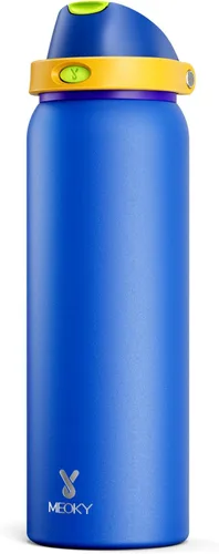 Miniatura 33 de Botella de agua aislada de 40 onzas con popote, botella de agua de metal de acero inoxidable con tapa 2 en 1, a prueba de fugas, fría durante 24