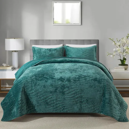 Miniatura 144 de HoneiLife - Juego de colcha de tamaño Queen, juego de ropa de cama de pana bordada de 3 piezas, colcha de lujo, ligera, cálida, para todas las Pana