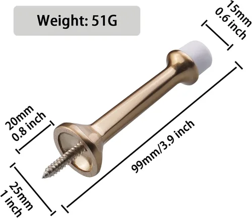 Miniatura 4 de Triumph Hardware Tope de puerta rígido sólido de 3 pulgadas con punta de goma suave, tope de puerta sólido de metal de aleación de zinc que protege