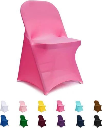 Miniatura 14 de Fundas para sillas plegables de elastano, 6 unidades, color negro, fundas ajustables universales para sillas para bodas, fiestas, banquetes