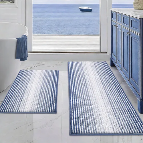 Miniatura 72 de BSICPRO Juegos de Alfombras y Tapetes para Baño, Juego de Alfombra de Baño de Felpilla Gruesa Absorbente de 2 Piezas Antideslizante, Tapetes Suaves