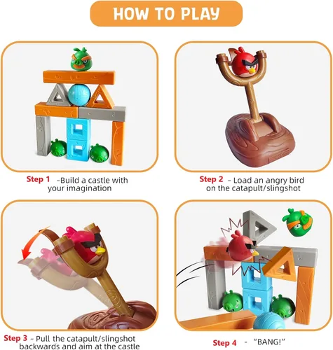 Miniatura 6 de ROLOSO Juguetes de Angry Birds con Licencia Recién Lanzados Conjuntos de Juego Construir y Lanzar Ladrillos de Construcción Conjuntos de Bloques