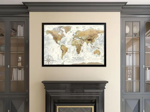 Miniatura 4 de Mapa de viaje del mundo personalizado con alfileres, lienzo estirado de pared grande, póster enrollado o mapa enmarcado, mapas del mundo para pared