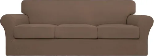 Easy-Going Funda Elástica de Sofá de 4 Piezas Funda de Sofá para Perros Lavable Funda de Sofá para Sofá de 3 Cojines Separados Tela Jacquard de