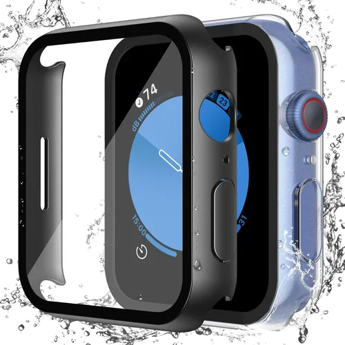 Miniatura 18 de Misxi Paquete de 2 fundas impermeables con botón diseñadas para Apple Watch Series 3 Series 2 de 38mm, funda rígida de policarbonato anticaídas