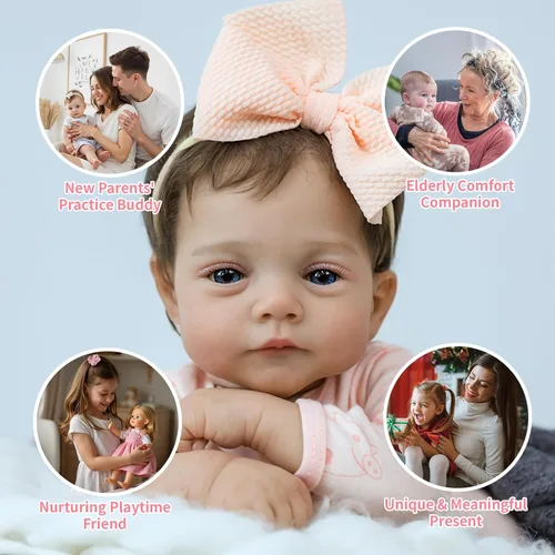Miniatura 4 de SCOM Muñecas de Bebé Reborn Realistas - Muñecas de Bebé Recién Nacido Realistas de 18 Pulgadas Adorable Niña, Muñeca de Bebé de la Vida Real