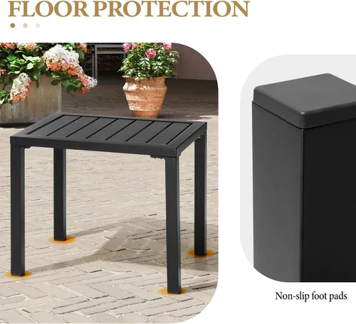 Miniatura 6 de Crestlive Products Mesa auxiliar para exteriores, mesa auxiliar rectangular de aluminio, mesa de café para patio pequeño para interiores y Negro