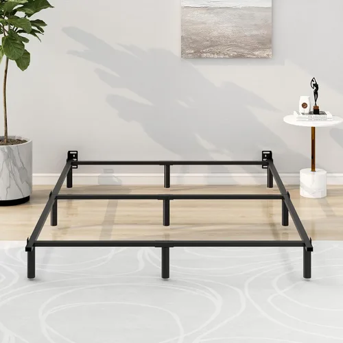 Miniatura 10 de NNV Base de cama de metal King de 7 pulgadas, plataforma resistente de 9 patas, base de soporte para somier y base de colchón, fácil montaje, sin