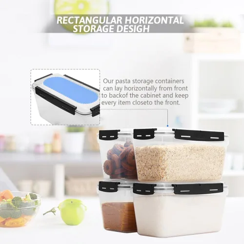 Miniatura 4 de Contenedor de almacenamiento de alimentos sellados rectangulares gruesos, juego de 4 litros/135 onzas, contenedor de almacenamiento para crujientes