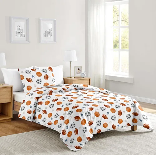 Miniatura 9 de Sweet Jojo Designs Juego de edredón individual de 2 piezas (deportes con parches de béisbol) para niños, ropa de cama para niños, ropa de cama