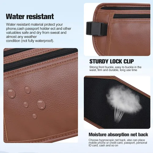 Miniatura 12 de DAITET Cinturón de dinero, soporte para pasaporte, cartera de viaje oculta segura con bloqueo RFID, riñonera encubierta (negro), Negro, Rfid