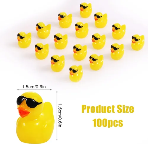 Miniatura 2 de KINBOM Mini patos de resina con lentes de sol, lindos patos pequeños para manualidades, jardín, acuario y decoración de casa de muñecas (amarillo)