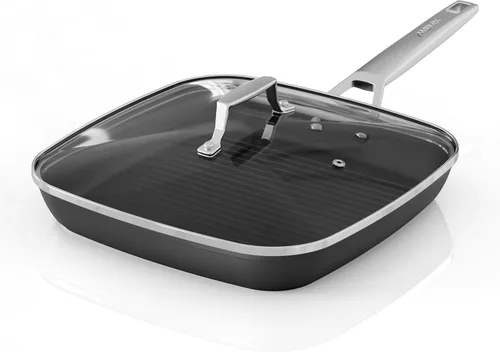Miniatura 8 de MsMk - Sartén cuadrada con tapa de 9.5 pulgadas, sartén de parrilla antiadherente de titanio y cerámica, mango Stay-Cool, compatible con todas