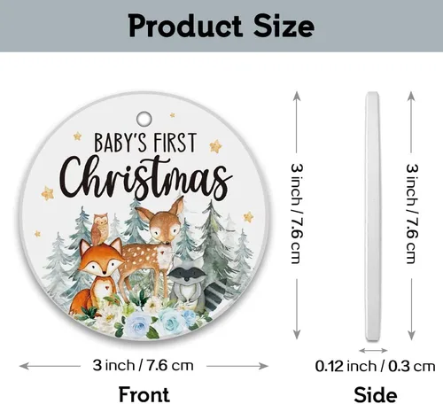 Miniatura 3 de REWIDPARTY Adorno colgante para la primera Navidad del bebé, animal del bosque, para familia, amigos, Navidad, hogar, oficina, árbol, adorno