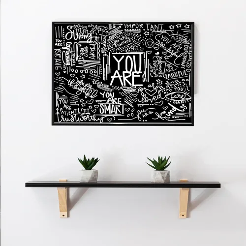 Miniatura 5 de KJHL Quote You Are - Tapiz de pared en blanco y negro inspiracional para aula, tapices infantiles para colgar en la pared, afirmaciones