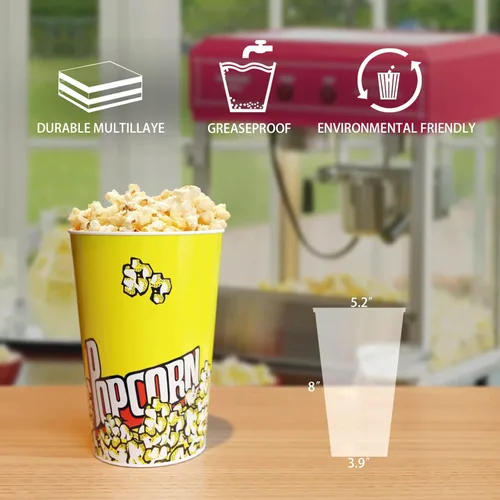 Miniatura 4 de Recipientes de palomitas de maíz de 46 onzas, paquete de 44 cubos reutilizables de cartón para palomitas de maíz, tazas clásicas de palomitas