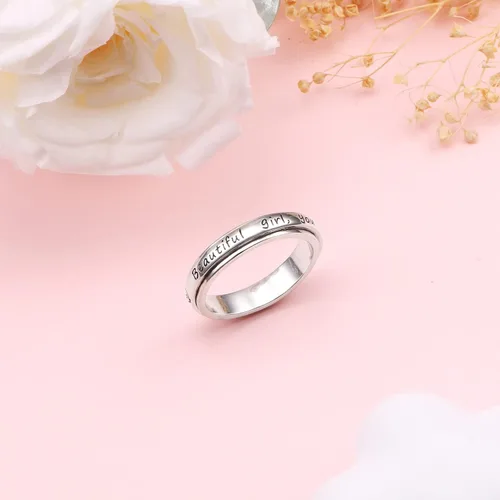 Miniatura 3 de Anillos giratorios de plata de ley S925 para ansiedad, preocupación, aliviar el aburrimiento, TDAH, autismo, banda para mujeres y adolescentes
