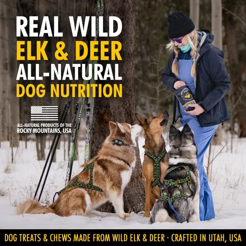 Miniatura 4 de MOUNTAIN WILD Golosinas de entrenamiento de carne de venado para perros, premio de alto valor con proteína de carne de alce y ciervo, totalmente