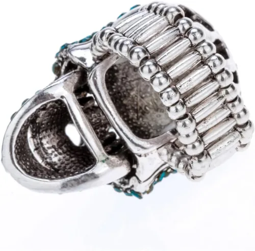 Miniatura 5 de Szxc Anillo elástico de calavera para mujer, tamaño 7 a 9, anillo de banda elástica, mandíbula móvil, soporte para bufanda de seda, joyería