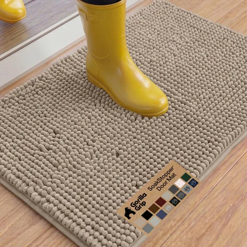 Miniatura 20 de GORILLA GRIP SOAKSTOPPER - Tapete para puerta de perro, 30 x 20 pulgadas, lavable a máquina, absorbente, captura la humedad, barro, suciedad, Negro