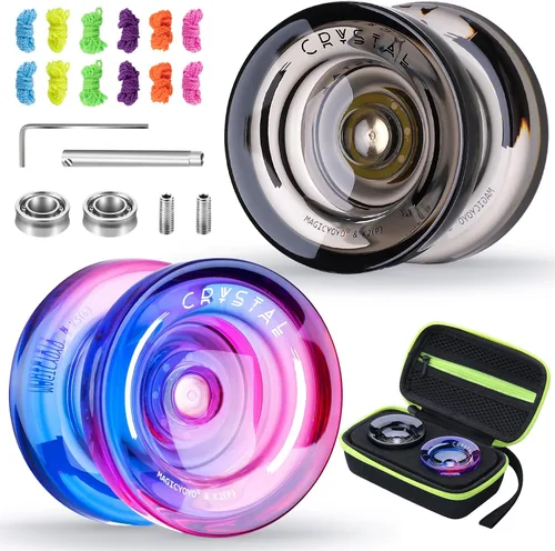 Miniatura 24 de MAGICYOYO Yo Yo de Cristal Profesional K2, Yoyo Responsivo para Niños de 8-12, Yo-yo de Plástico con Giro de Dedo para Trucos con Rodamiento No
