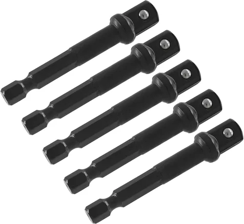 Miniatura 5 de Biaungdo Adaptador de broca cuadrada, 5 piezas de extensión de enchufe de impacto hexagonal de 1/4, adaptador de enchufe de impacto para taladros