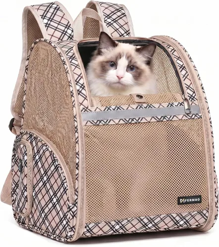 Miniatura 11 de Mochila Transportadora para Gatos para Perros Pequeños y Gatos Medianos, Cachorro, Gatito, Conejo, Mochila Transportadora de Mascotas Plegable