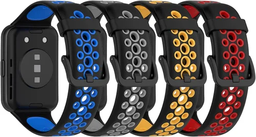 Miniatura 9 de Lijinlan Paquete de 4 correas compatibles con Huawei Watch Fit 2 activas/clásicas/elegantes, correa deportiva de repuesto de silicona suave Paquete 2