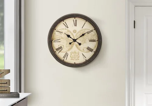 Miniatura 2 de Monarch Specialties I 9048 Relojes, 20" redondo, reloj de pared, marrón antiguo, de transición
