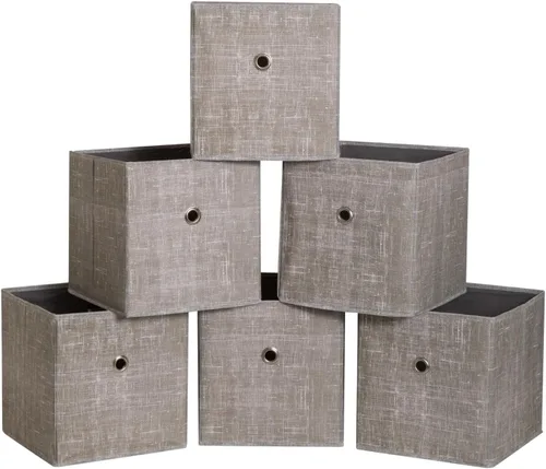 Miniatura 53 de Cubos de Almacenamiento Plegables Negros Contenedores, Cubos de Almacenamiento de Tela de 11 Pulgadas, Cajas de Almacenamiento de Tela, Cubos