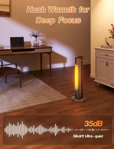 Miniatura 4 de Calentadores eléctricos para uso en interiores, calentador de torre de 25 pulgadas y ventilador combinado con oscilación de 70°, 1500 W, 2 modos