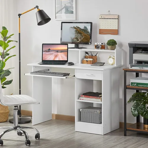 Miniatura 2 de Yaheetech Morden - Escritorio con bandeja para teclado, escritorio para computadora de oficina en casa, escritorio de madera para computadora