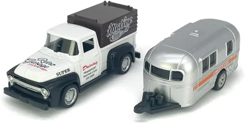Miniatura 6 de VIIGER Camión Pickup Remolcador de Tráiler Juguete Cámper RV Autocaravana Juguetes para Niños Modelo de Auto de Metal Fundido a Presión